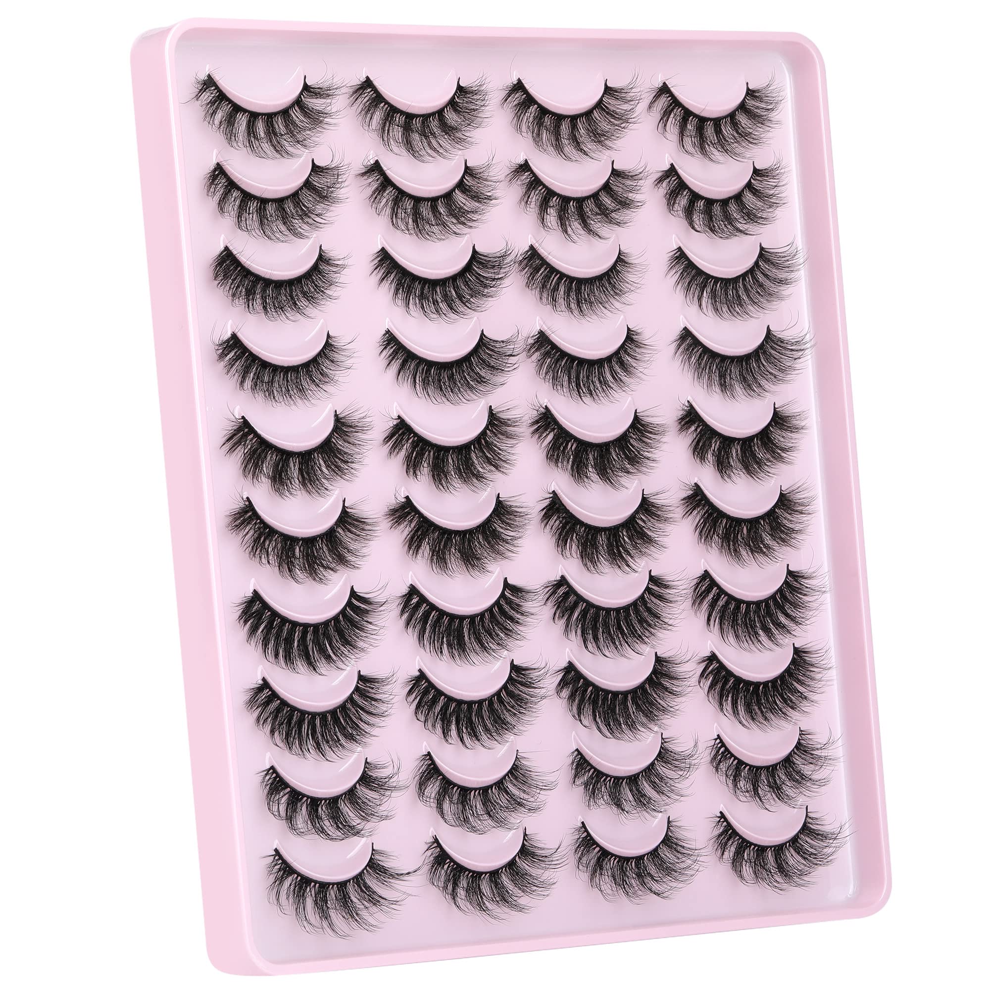 JIMIRE False Eyelashes – Natural Fluffy Wispy 5D 14–18mm (20 Pairs)