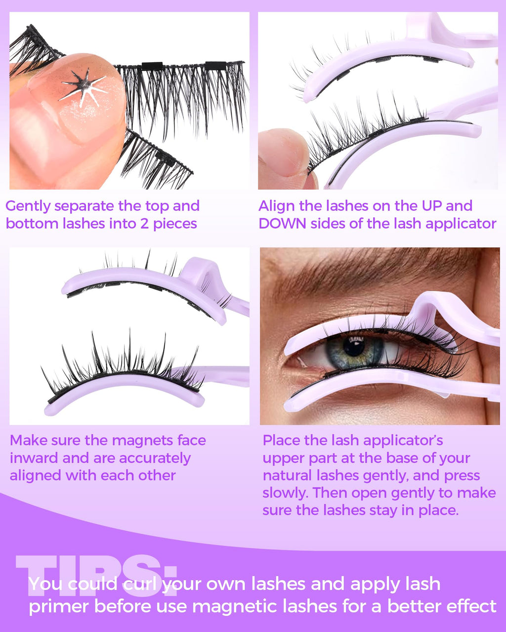 Jimire Cat Eye Magnetic Eyelashes – Natural Look, Reusable with Applicator