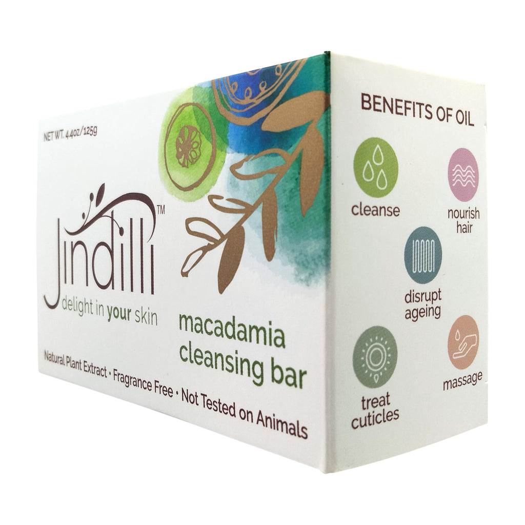 Jindilli Macadamia Oil Cleansing Bar – Fragrance-Free, Non-Greasy, Skin & Hair Care (4.4 oz)
