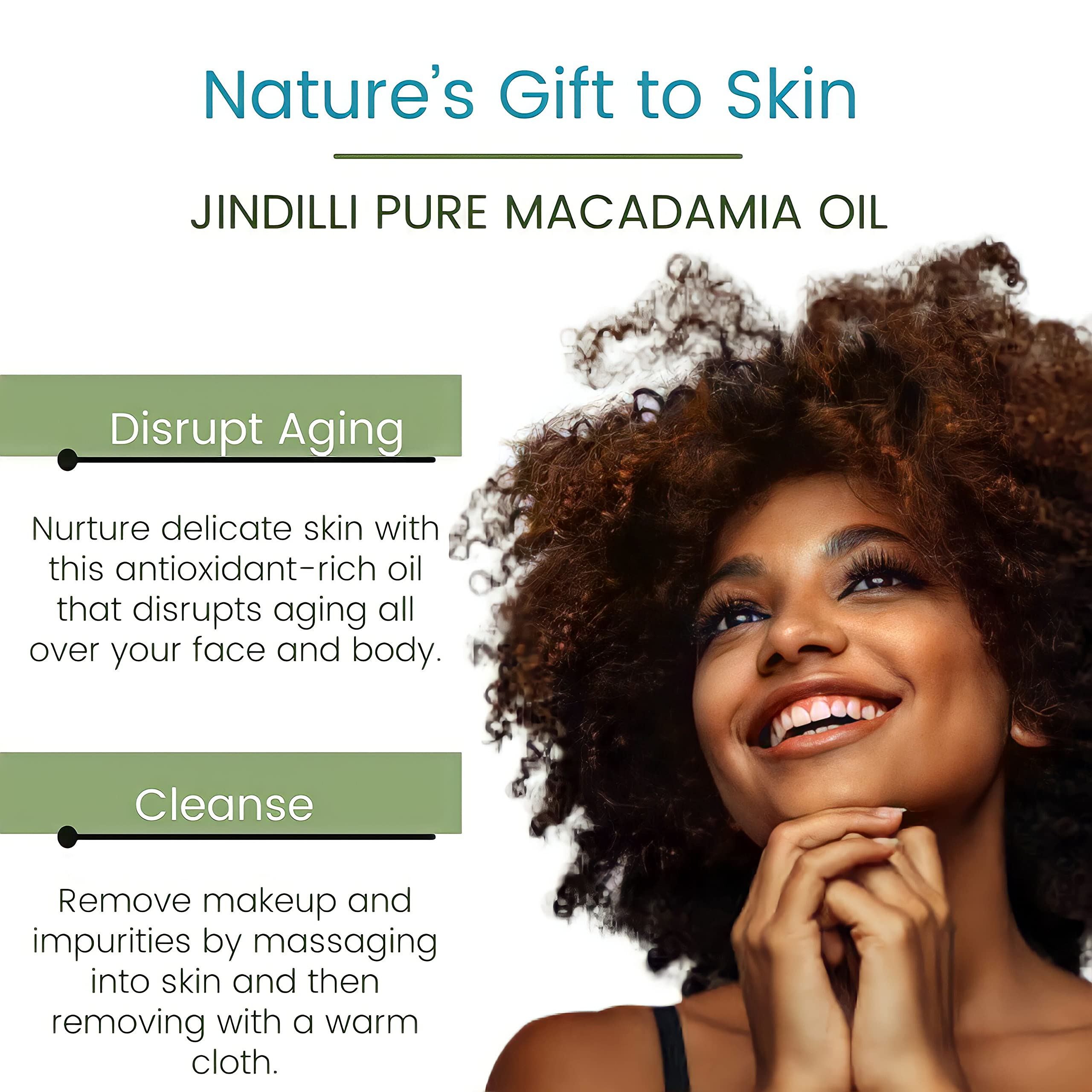 Jindilli Pure Macadamia Oil | Cold-Pressed, Hexane-Free, Cruelty-Free Multipurpose Moisturizer (7.5 oz)
