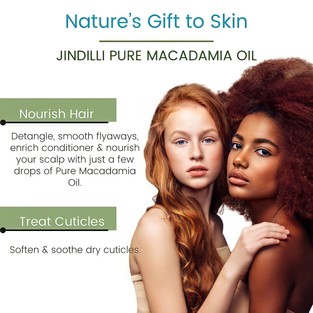 Jindilli Pure Macadamia Oil | Cold-Pressed, Hexane-Free, Cruelty-Free Multipurpose Moisturizer (7.5 oz)