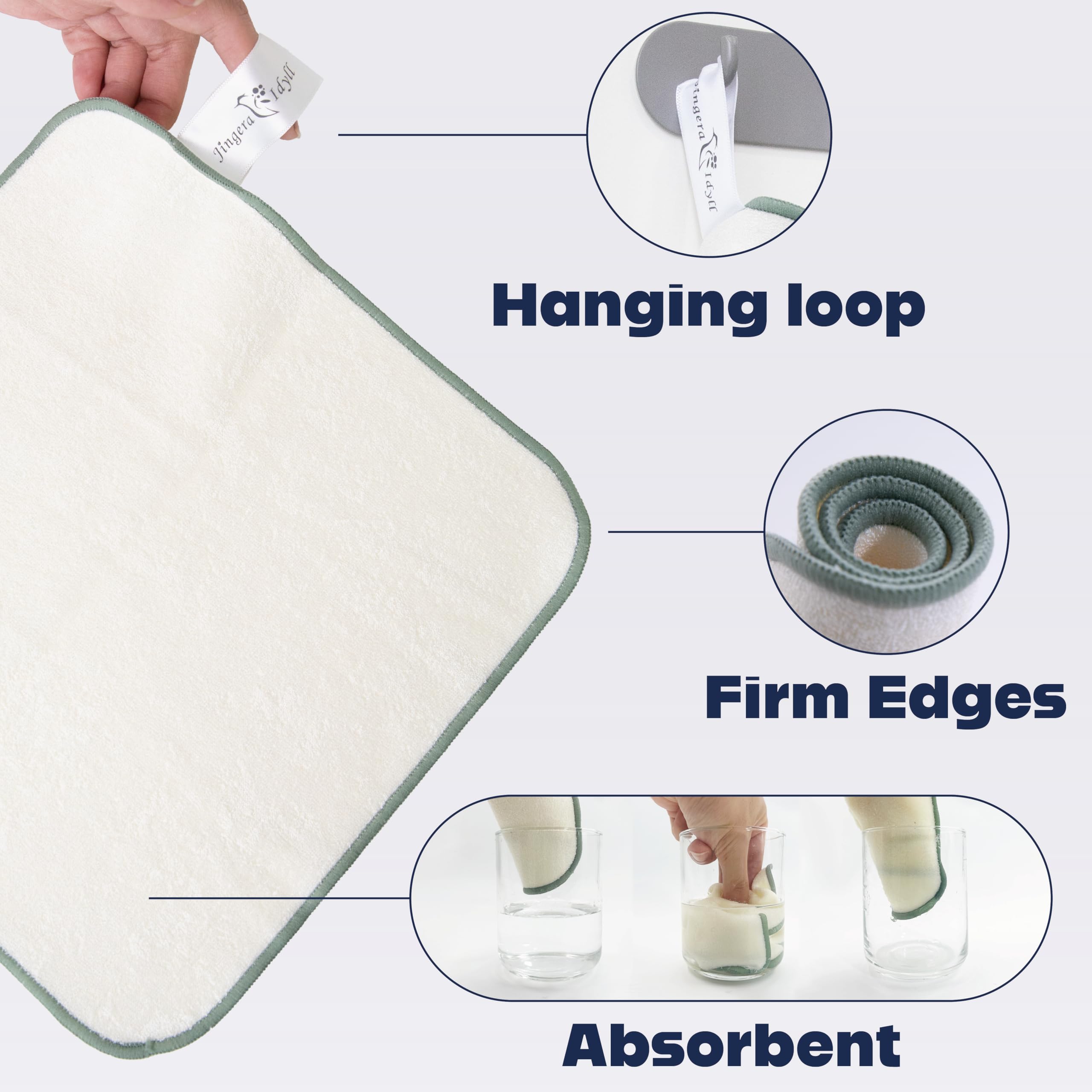 Jingera & Idyll Ultra-Soft Charcoal Fiber Washcloths – 5 Pack