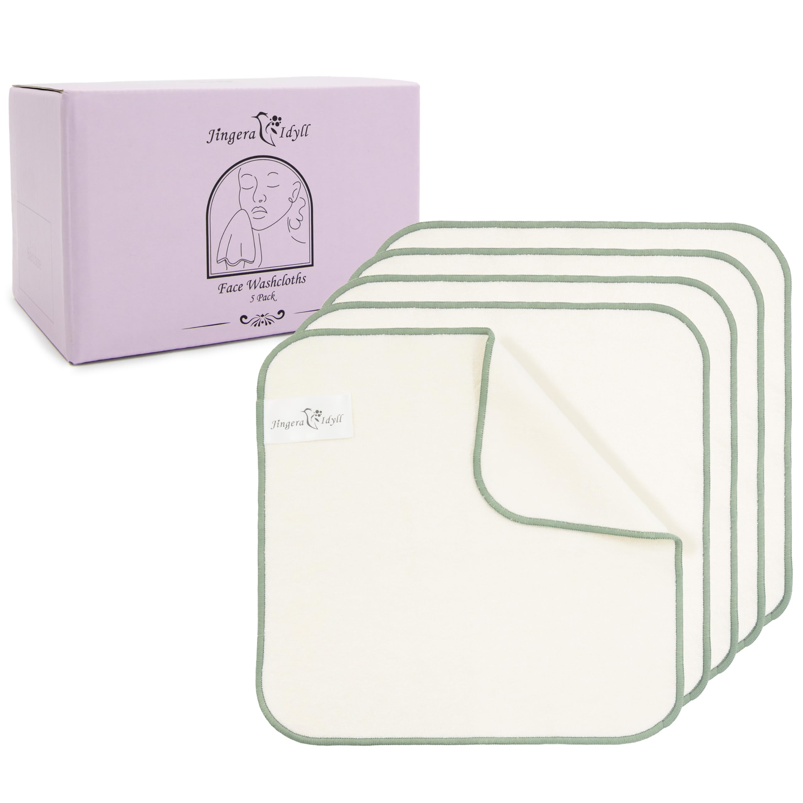 Jingera & Idyll Ultra-Soft Charcoal Fiber Washcloths – 5 Pack