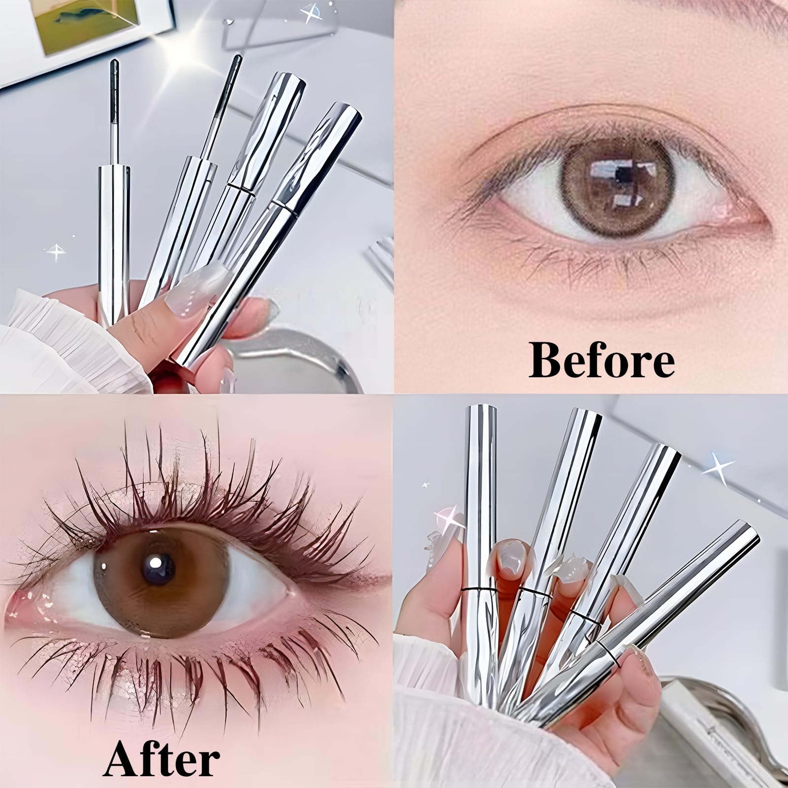 Jiodama 2026 New Iron Wand Mascara – Waterproof, Long-Lasting, 3D Curl, Telescopic Tubing, Liquid Lash Extensions Effect