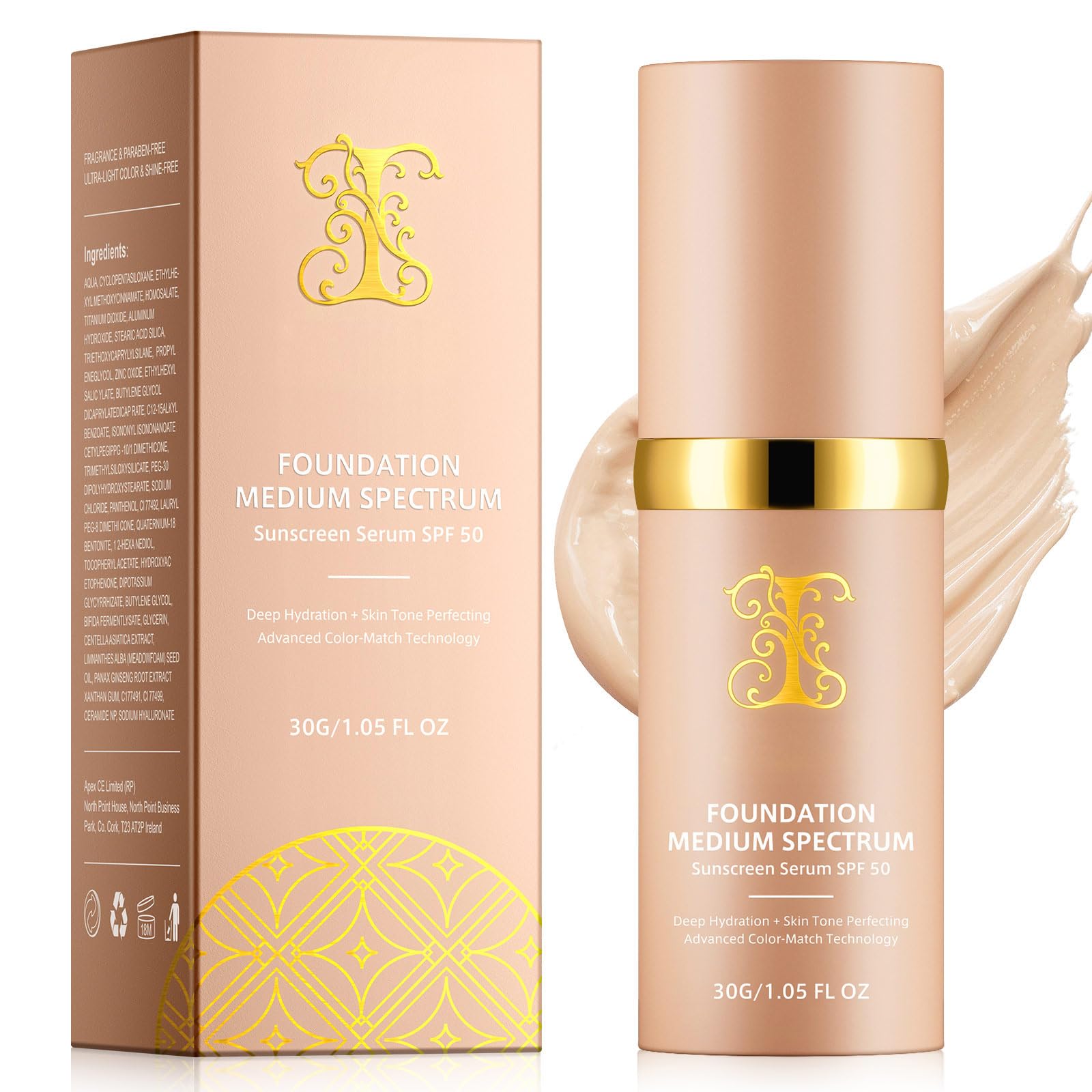 Jiugonggang 4-in-1 Foundation Liquid – SPF 50+ Long-Wear Waterproof Makeup for Gym, Sports, and Dance