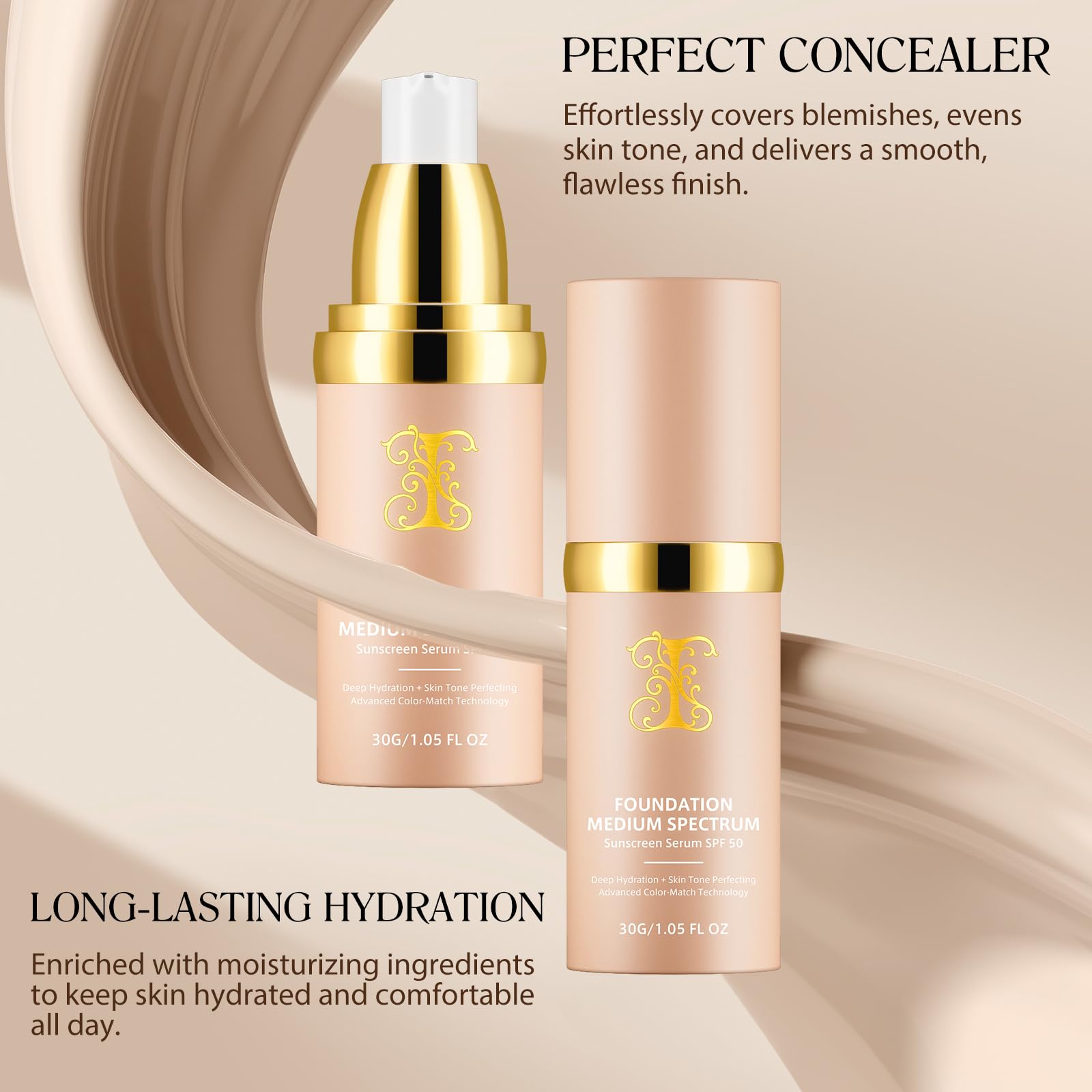 Jiugonggang 4-in-1 Foundation Liquid – SPF 50+ Long-Wear Waterproof Makeup for Gym, Sports, and Dance