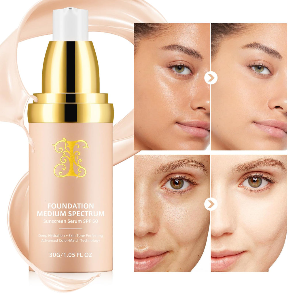 Jiugonggang 4-in-1 Foundation Liquid – SPF 50+ Long-Wear Waterproof Makeup for Gym, Sports, and Dance