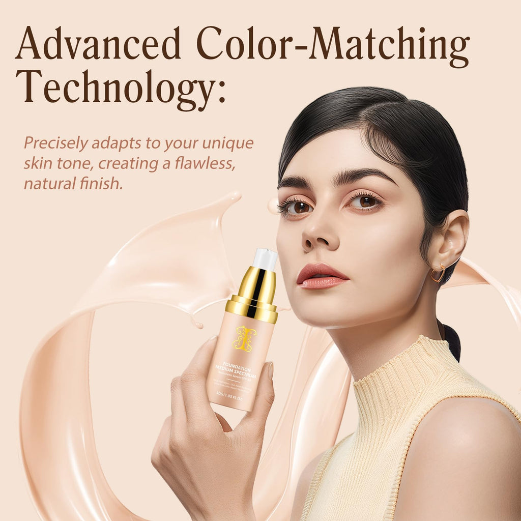 Jiugonggang 4-in-1 Foundation Liquid – SPF 50+ Long-Wear Waterproof Makeup for Gym, Sports, and Dance