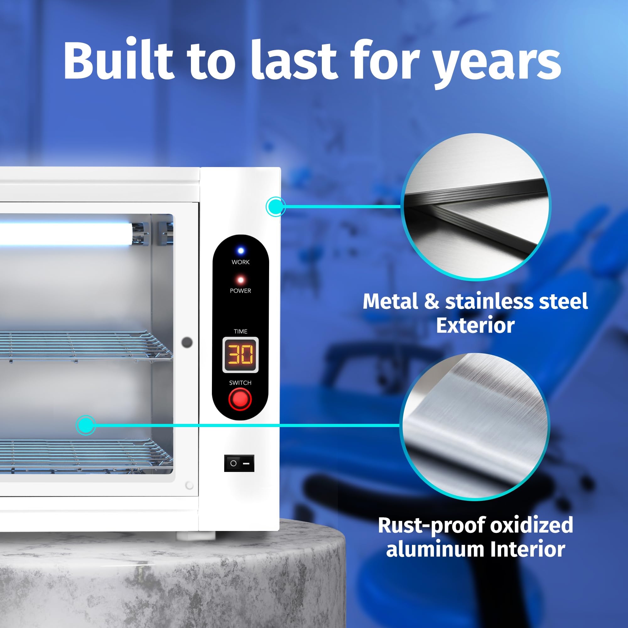JJ CARE UV Sterilizer 8L | 99% Killing Efficiency, LED Timer, Tabletop Cabinet