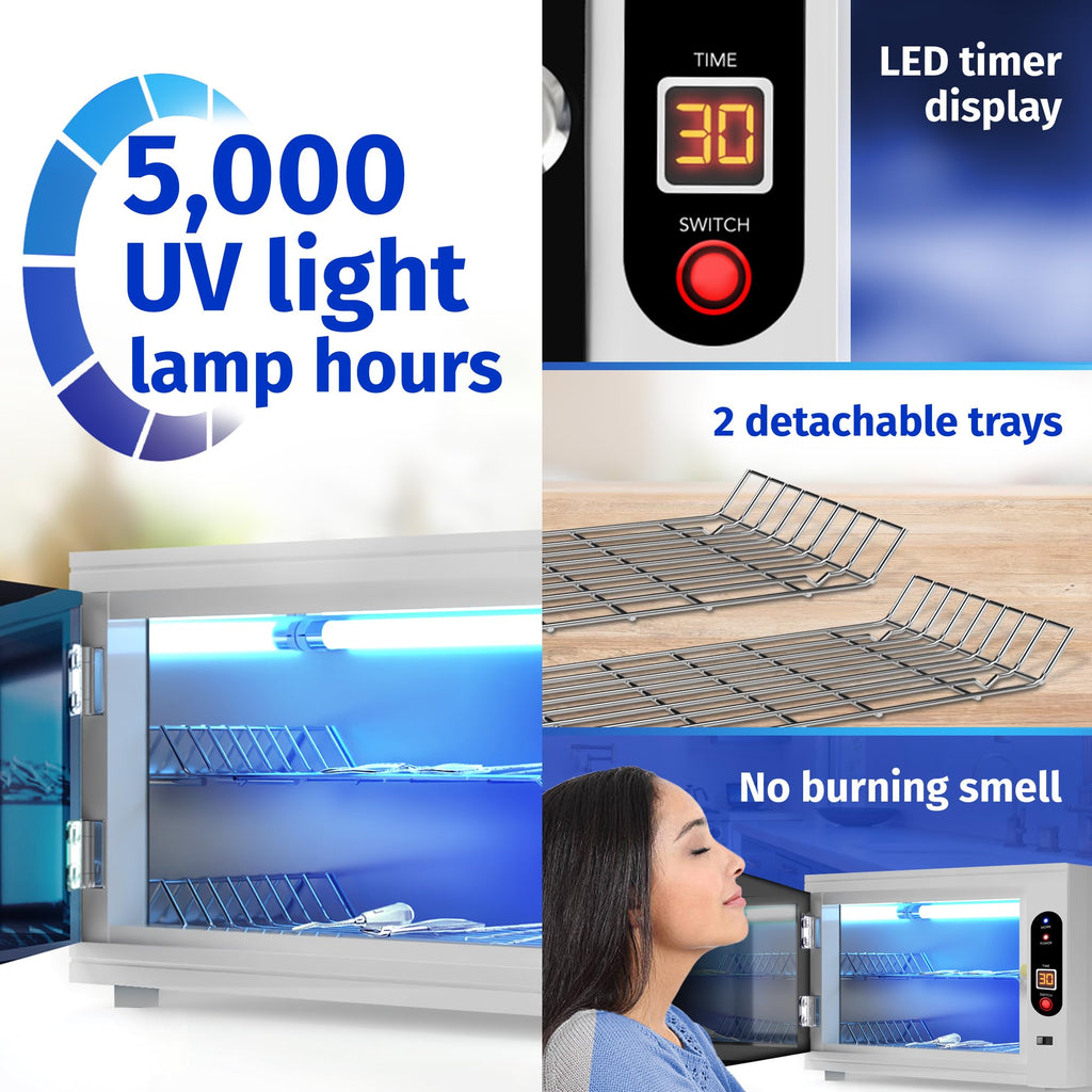 JJ CARE UV Sterilizer 8L | 99% Killing Efficiency, LED Timer, Tabletop Cabinet