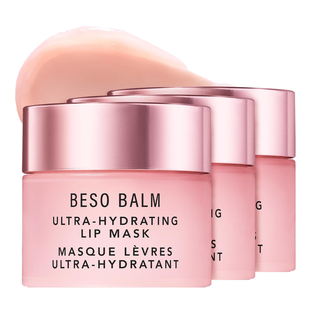 JLO BEAUTY Beso Balm Lip Mask – Vanilla Scent, Ultra Hydrating Gloss Finish, 3-Pack