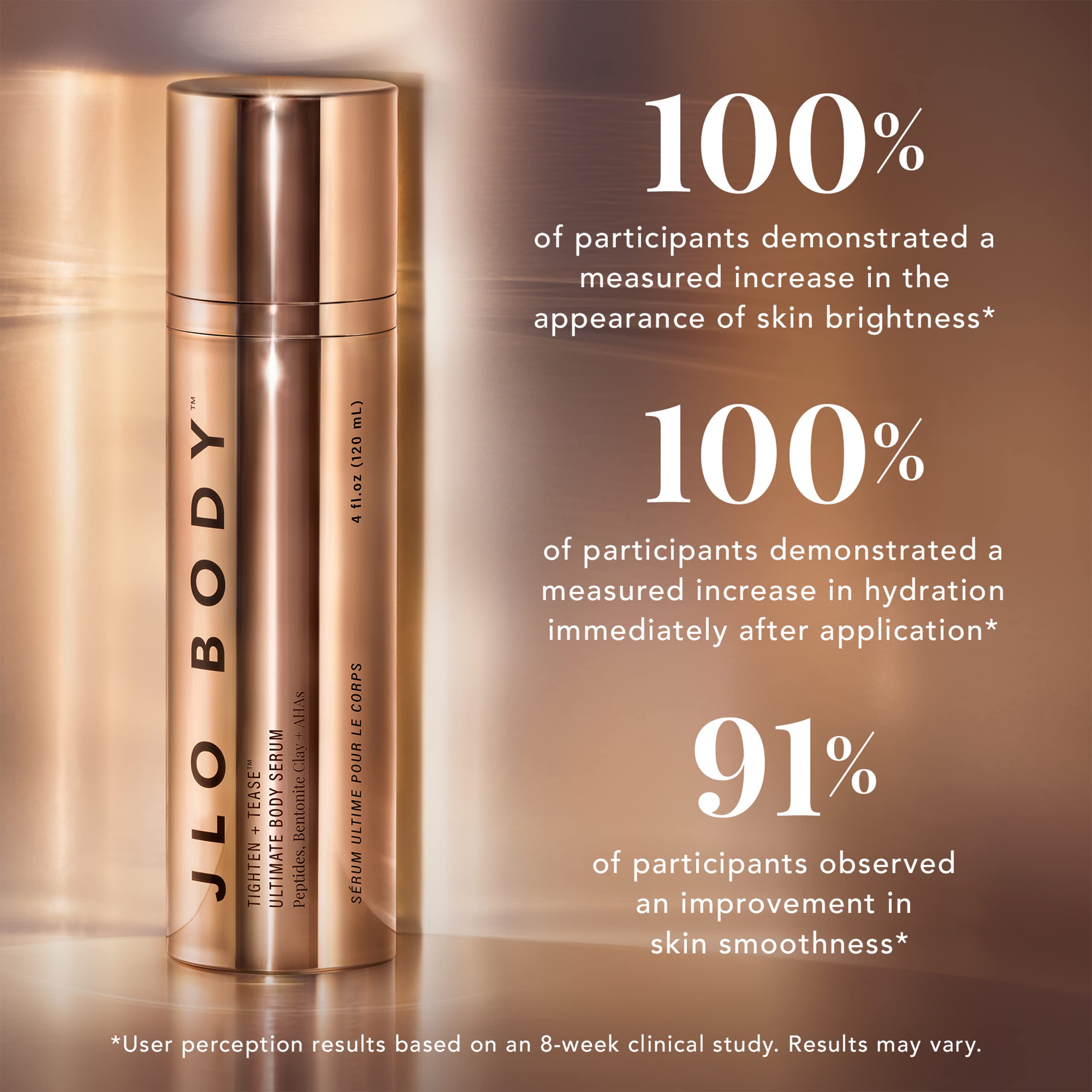 JLO BEAUTY Body Serum with AHAs & Peptides – Radiant, Smooth Skin (4.06 oz)