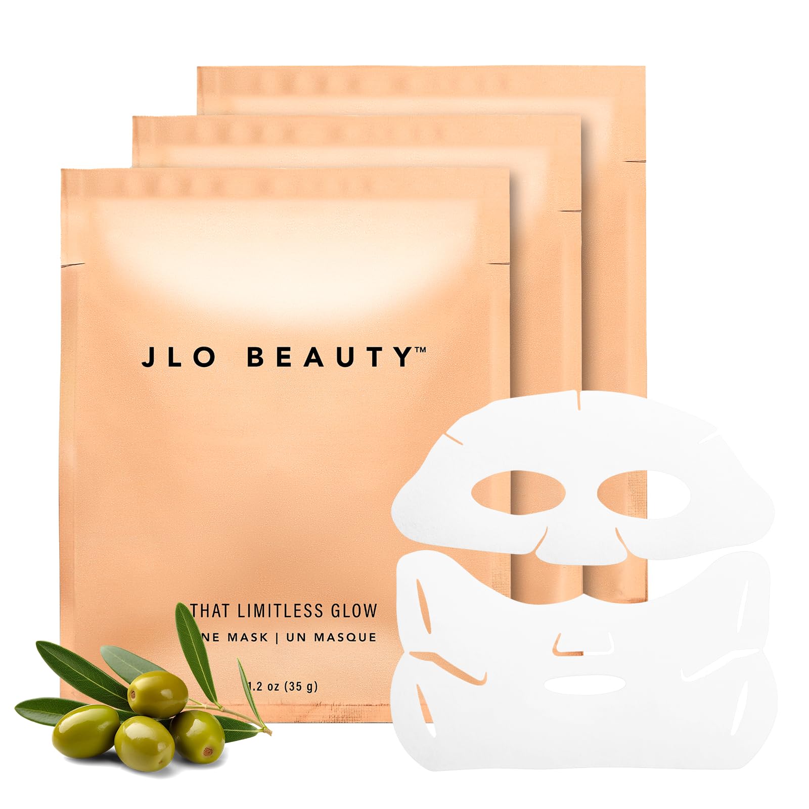 JLO BEAUTY Face Mask – 2-Piece Hydrating Sheet Masks with Glow Serum (3-Pack)