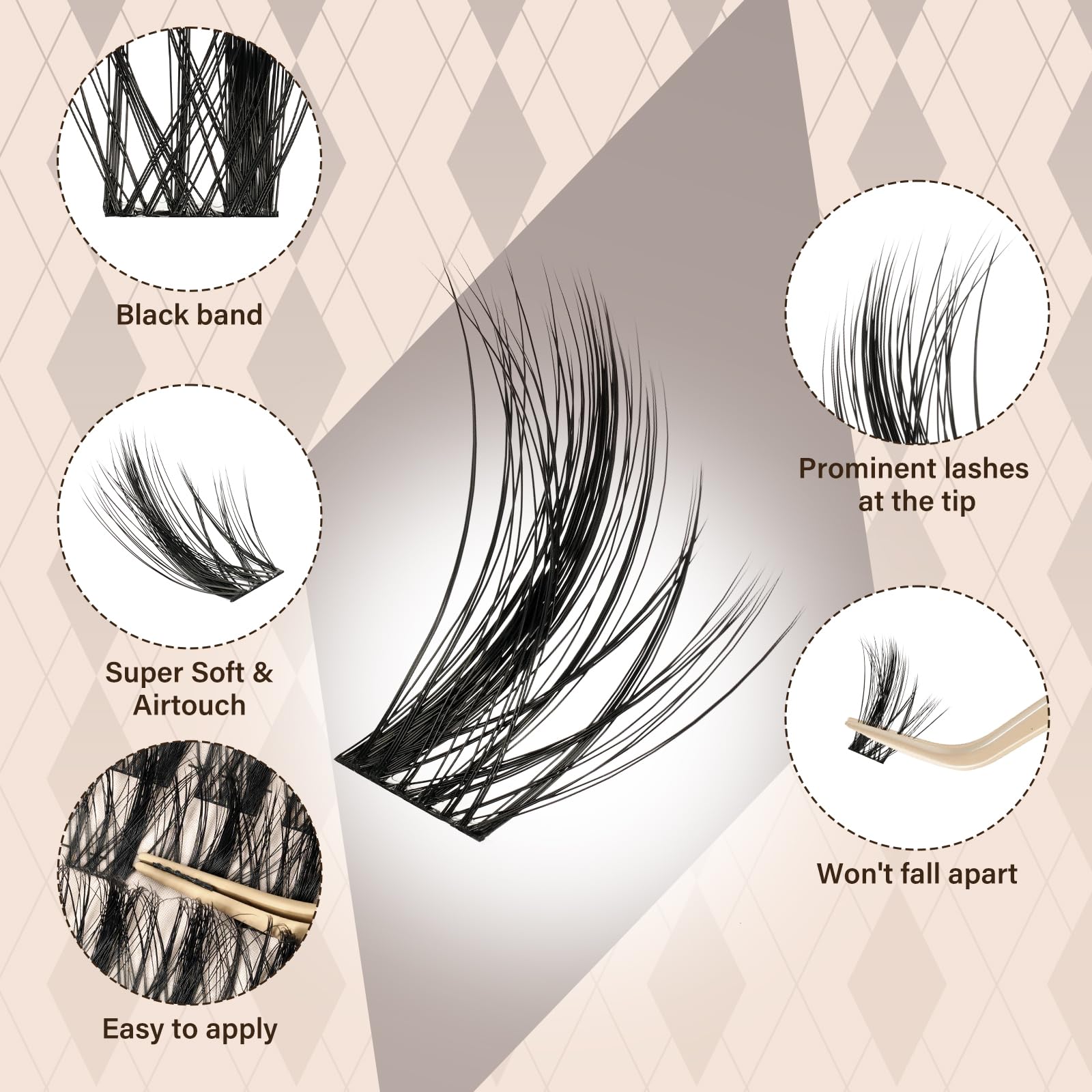 JMS&JMS 156Pcs Lash Clusters CC Curl 8-18mm | DIY Wispy Lashes with Soft Band