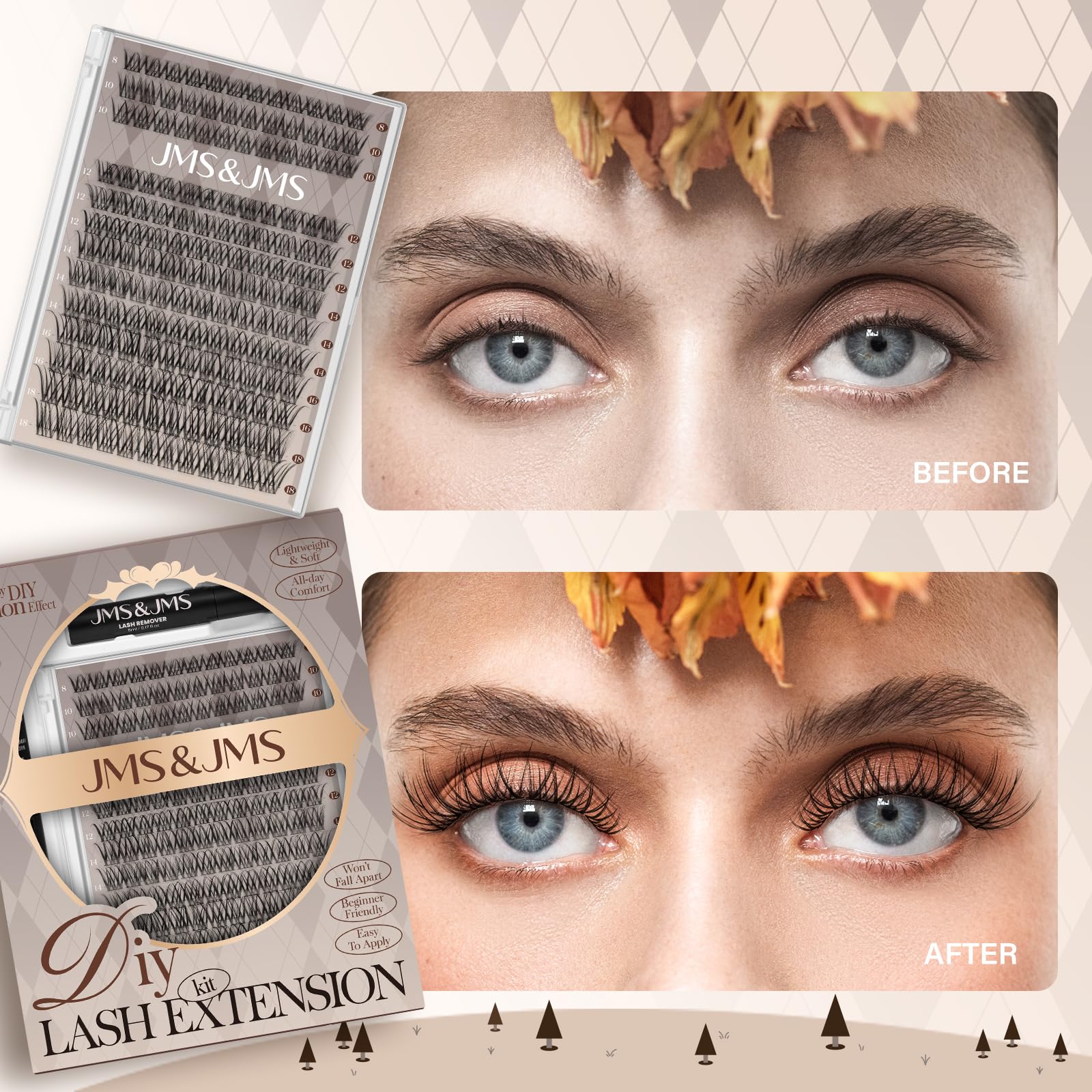 JMS&JMS Lash Clusters Kit D Curl Lash Lift — Beginner Wispy Lashes