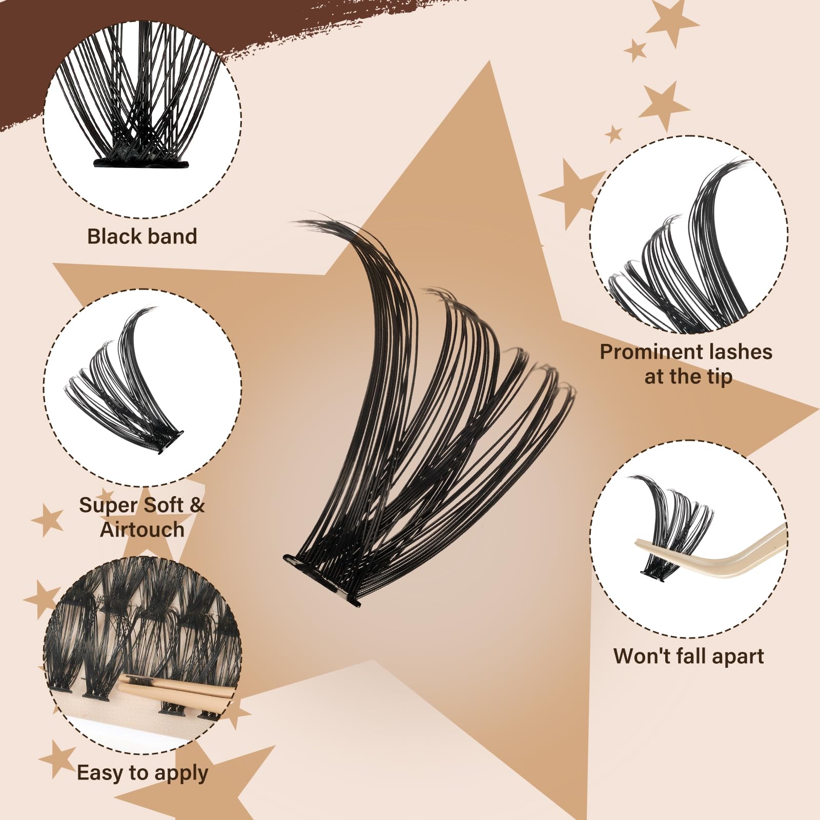 JMS&JMS DIY Lash Extension Kit 40D+50D - 9-16mm Lashes Clusters Bond & Seal
