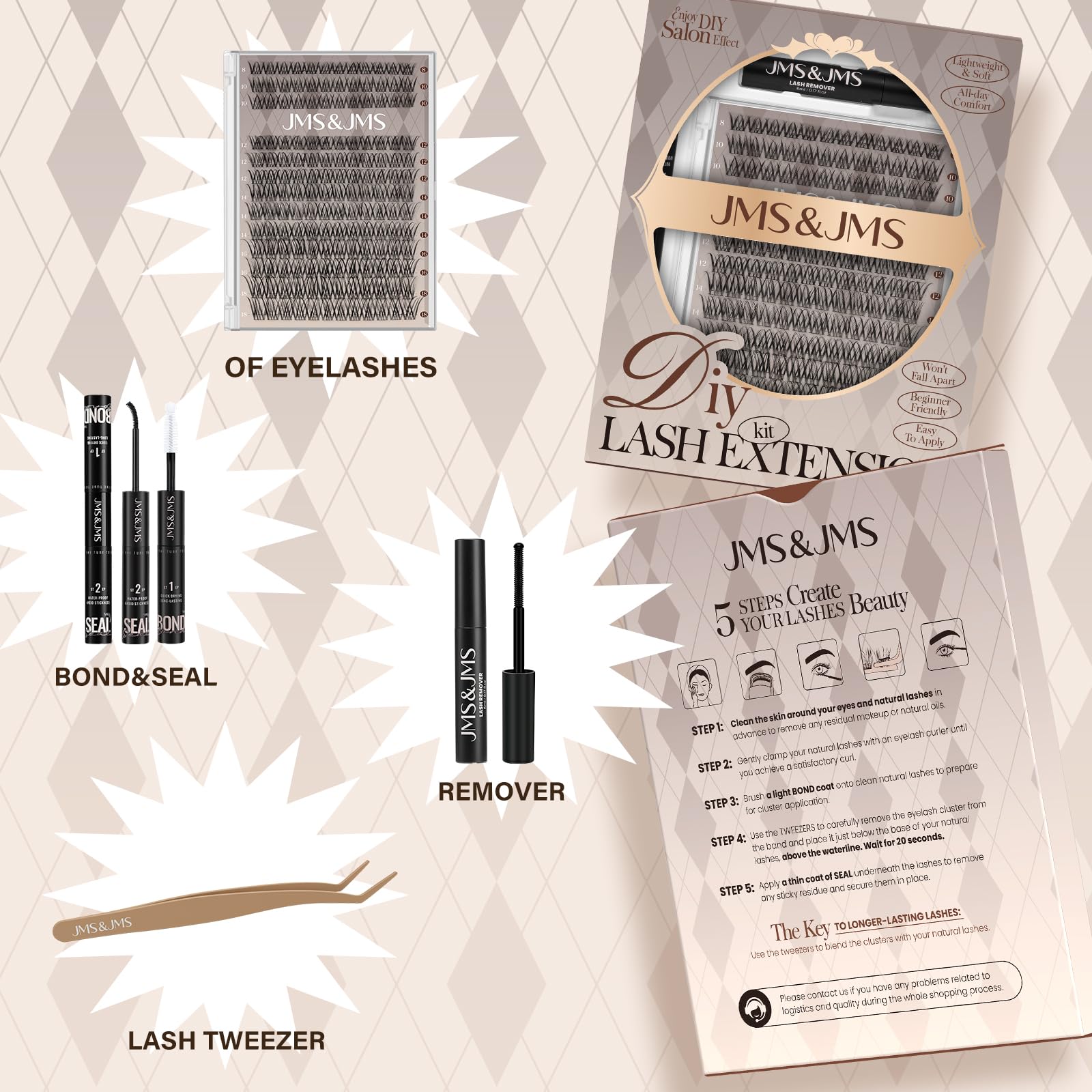JMS&JMS Lash Clusters Kit D Curl Lash Lift — Beginner Wispy Lashes