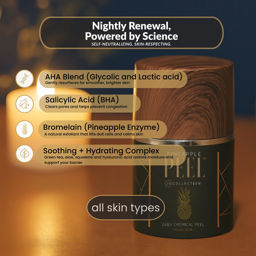 JO COLLECTION Pineapple Peel Leave-On Night Serum – AHA/BHA with Retinol & Salicylic Acid (1 oz)
