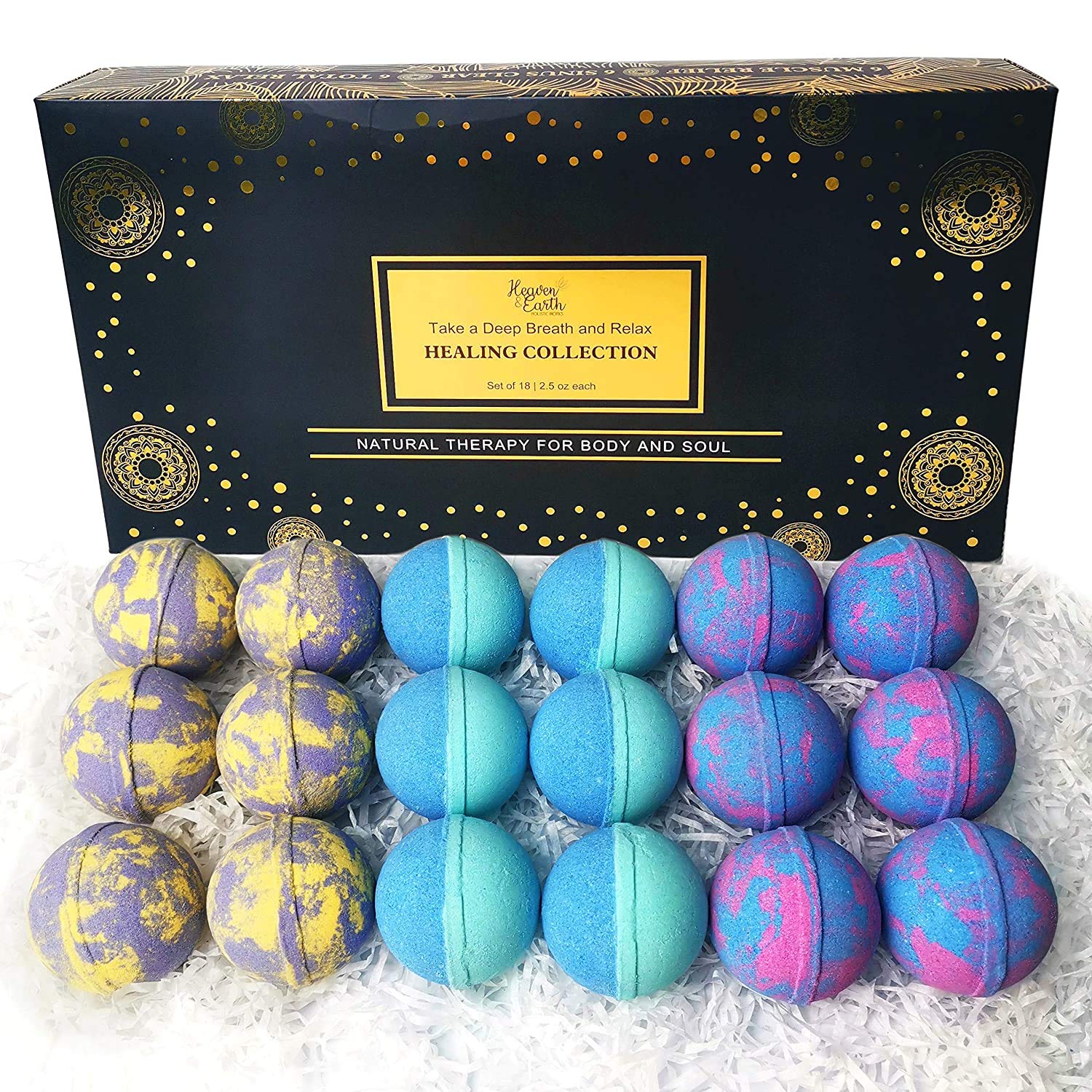 Joanne Arden Organics Aromatherapy Bath Bombs Set – 18 Large Natural Moisturizing Gift Box