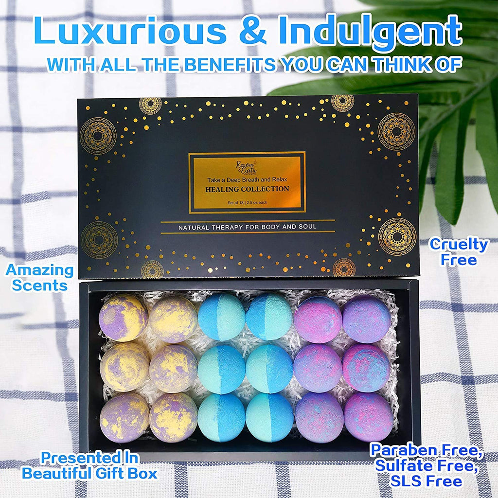Joanne Arden Organics Aromatherapy Bath Bombs Set – 18 Large Natural Moisturizing Gift Box