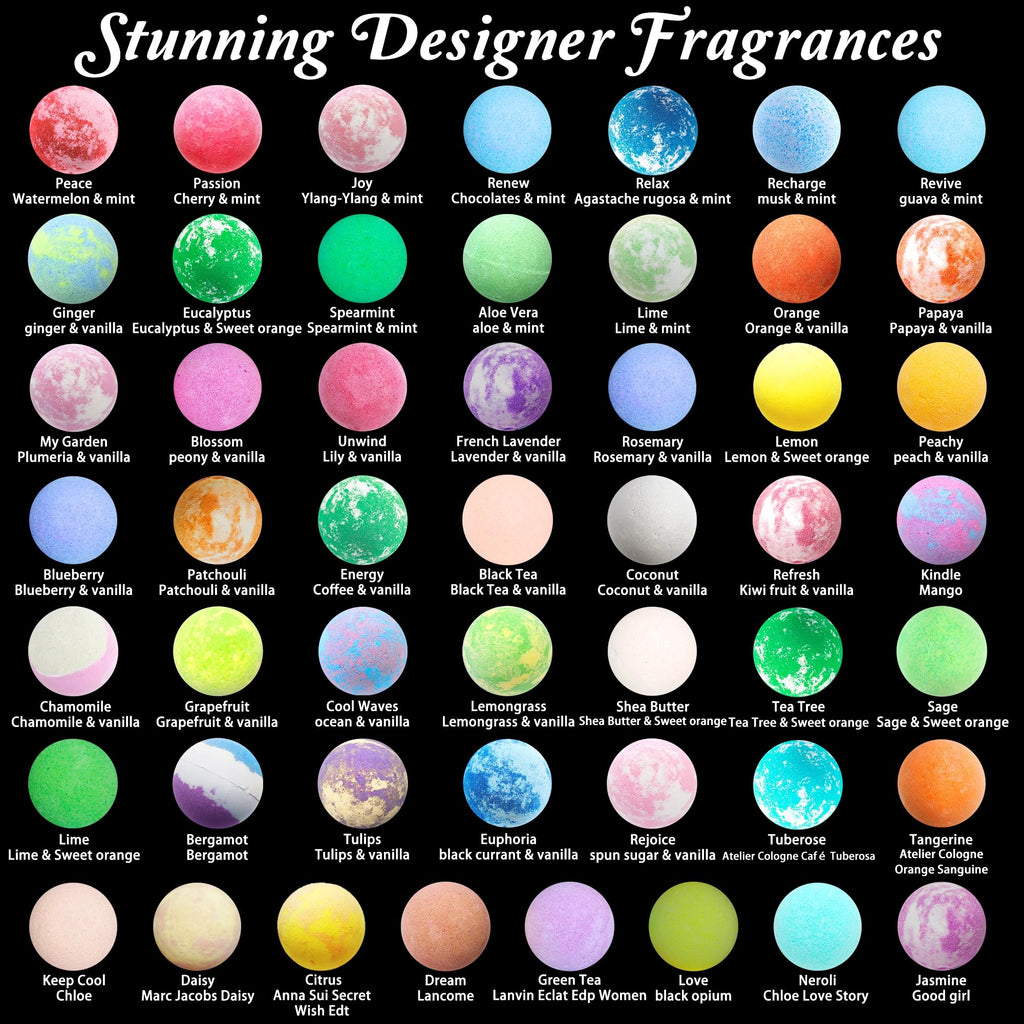 Joanne Arden Organics Bath Bomb Gift Set – 50 Individually Wrapped, Organic & Sulfate-Free