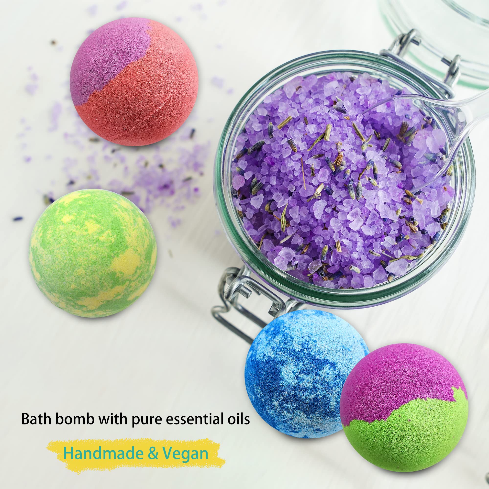 Joanne Arden Organics Bath Bomb Gift Set – 50 Individually Wrapped, Organic & Sulfate-Free