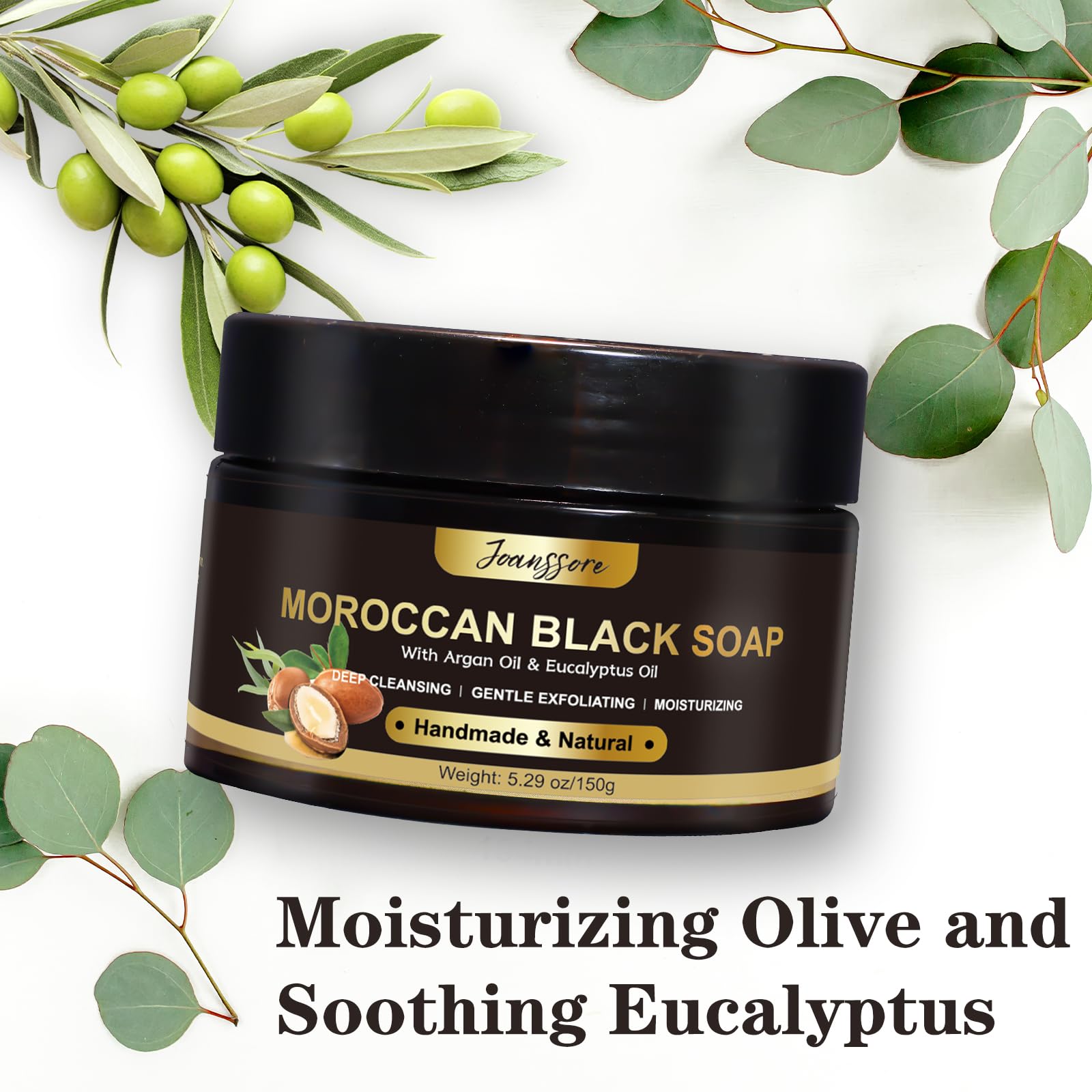 Joanssore Moroccan Black Soap Hammam — 2 Pack with Exfoliating Glove