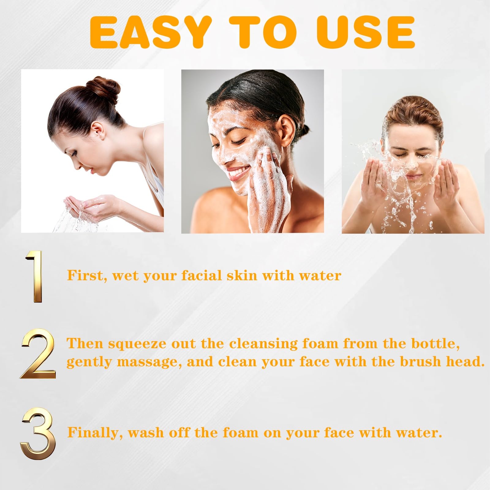 Joanssore 2 Pack Turmeric Lemon Face Wash with Brush – Foaming Cleanser, Vitamin C, Coconut Oil, 150g x2