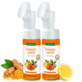 Joanssore 2 Pack Turmeric Lemon Face Wash with Brush – Foaming Cleanser, Vitamin C, Coconut Oil, 150g x2