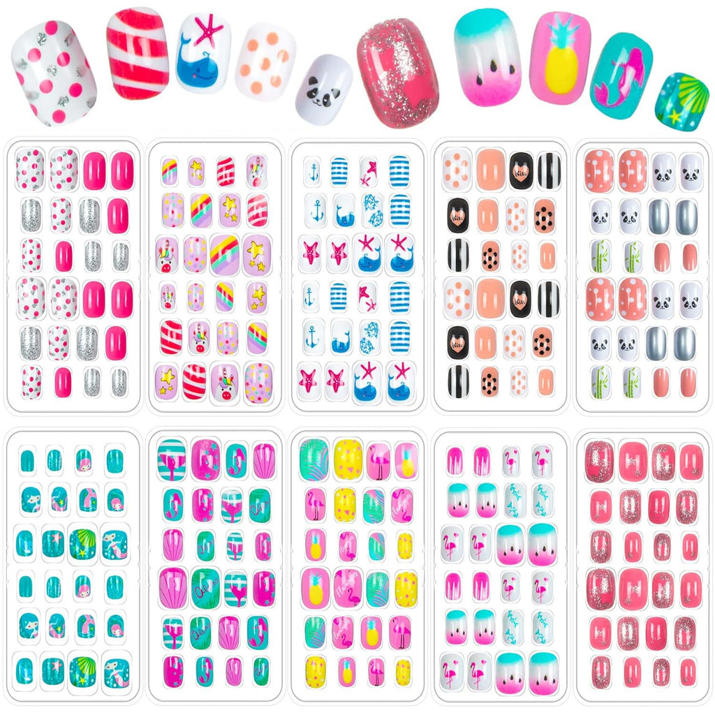 JOAOYO 240 Pieces Kids Fake Nails | Pre-Glued Press-On Nails for Girls