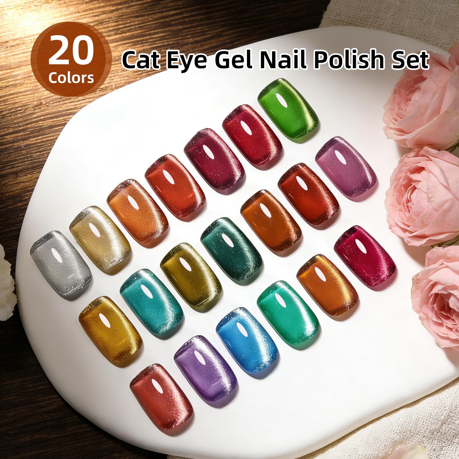 JODSONE 23‑Piece Cat Eye Gel Nail Polish Set with Base Coat & Top Coat | 3‑in‑1 Magnetic Design