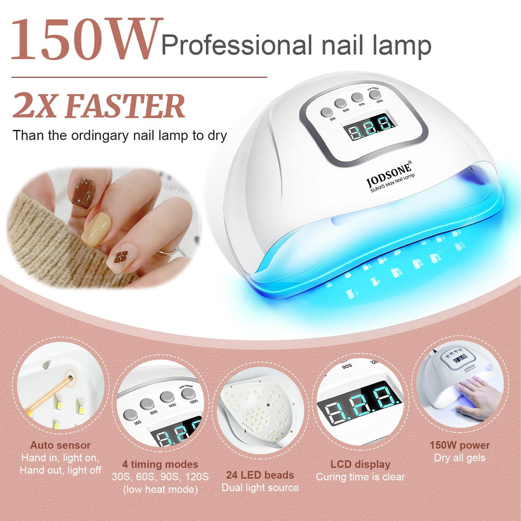 JODSONE Gel Nail Polish Kit with UV LED Lamp – 32 Colors for DIY Manicures