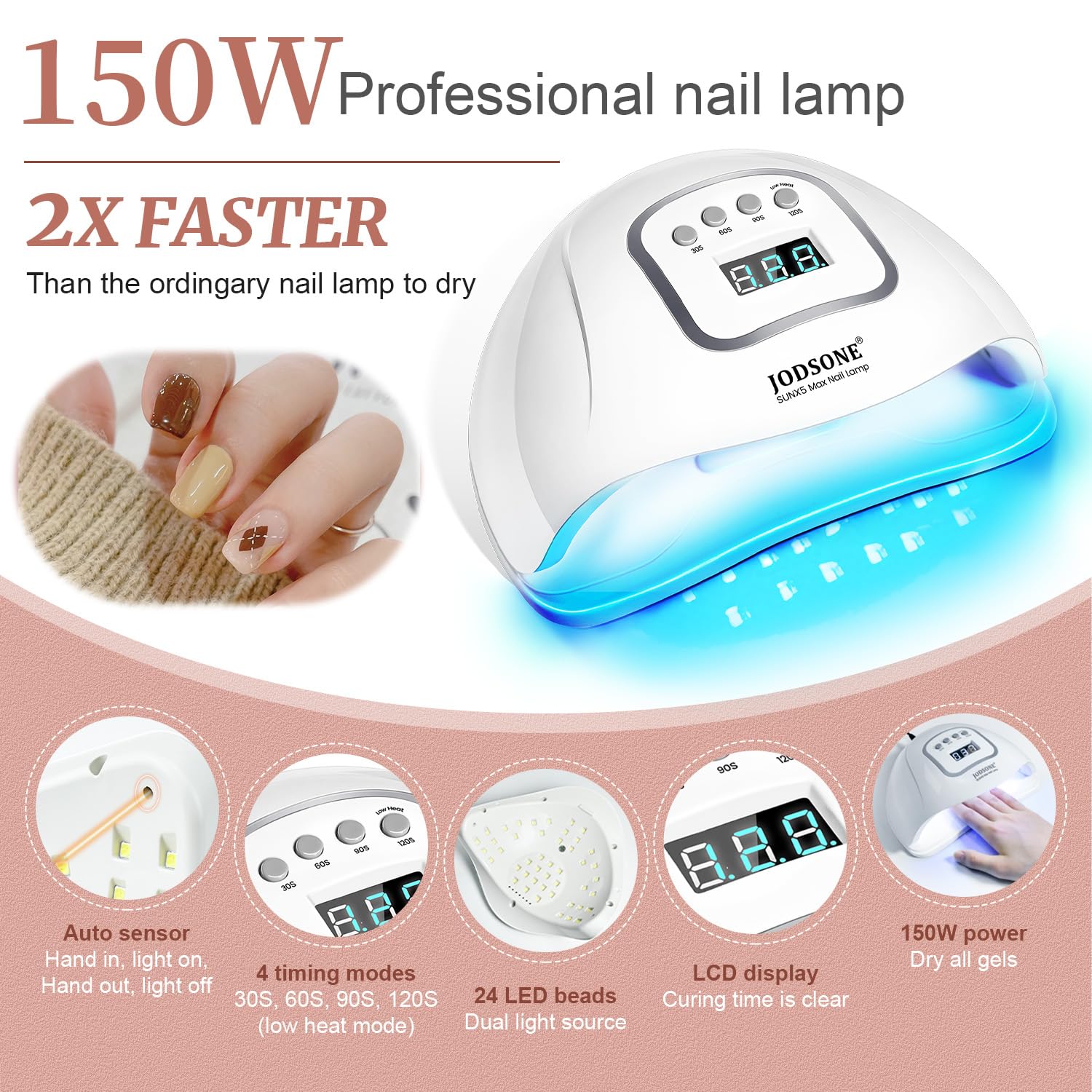 JODSONE Gel Nail Polish Kit with UV LED Lamp – 32 Colors for DIY Manicures