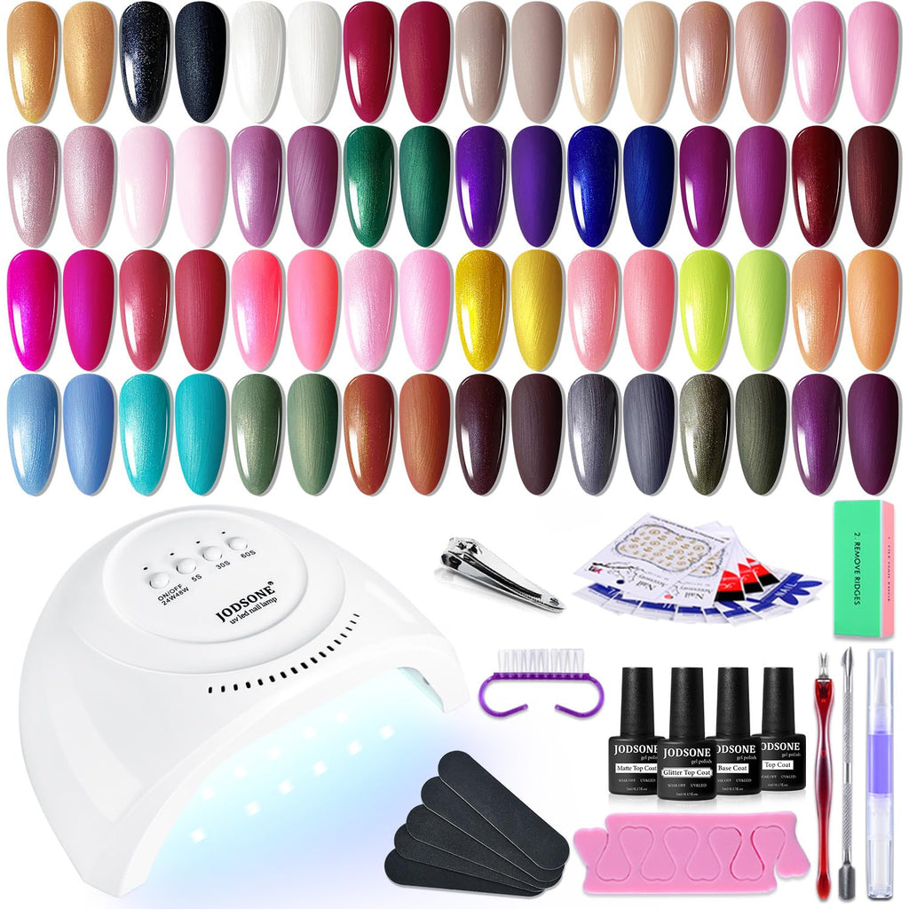 JODSONE Gel Nail Polish Starter Set – Ribbon Glitter 36-Piece Multi-Color Gel Kit