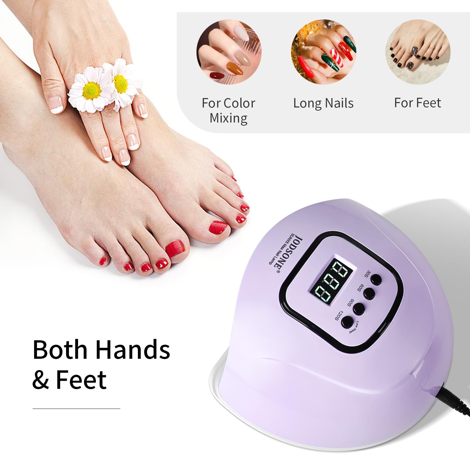 JODSONE UV LED Nail Lamp with Auto Sensor & 4 Timers – Purple