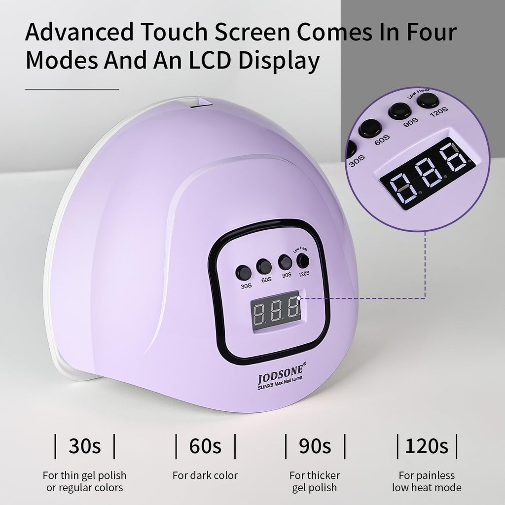 JODSONE UV LED Nail Lamp with Auto Sensor & 4 Timers – Purple
