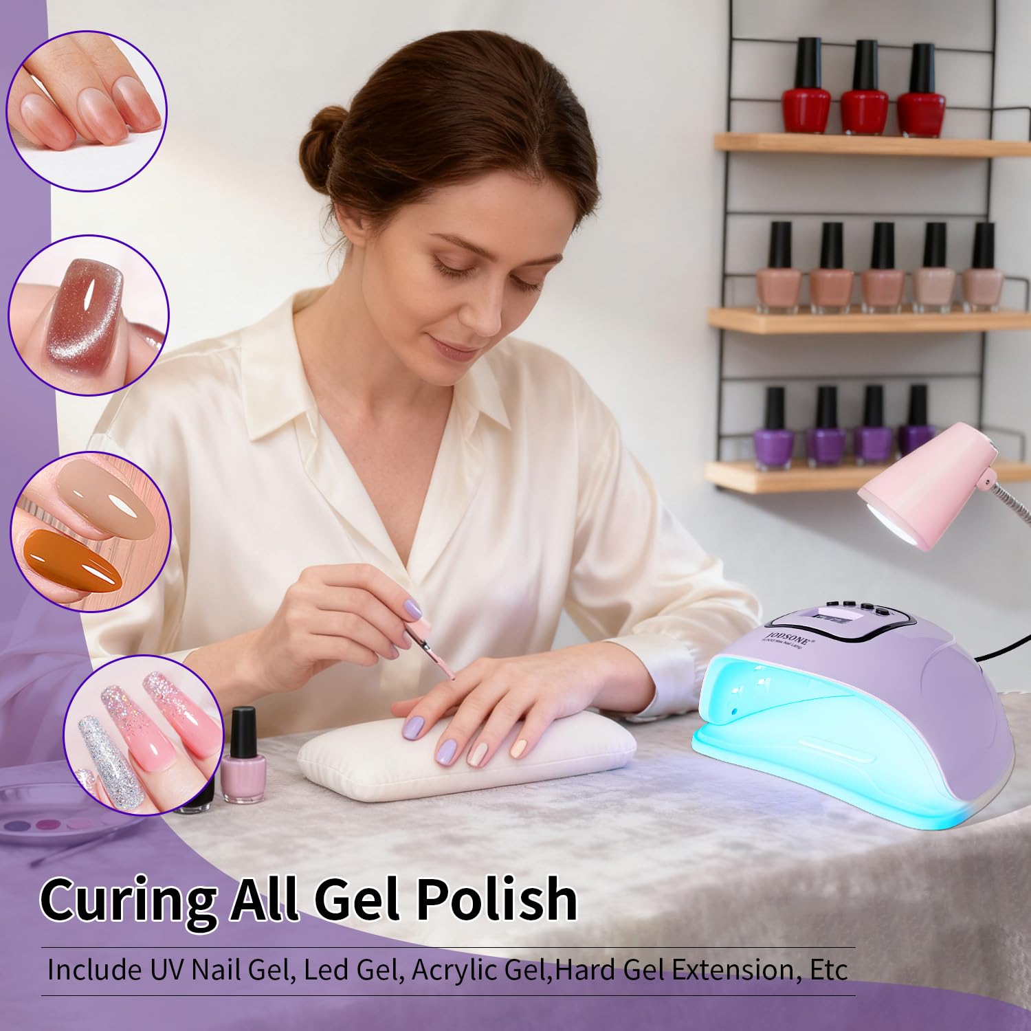 JODSONE UV LED Nail Lamp with Auto Sensor & 4 Timers – Purple