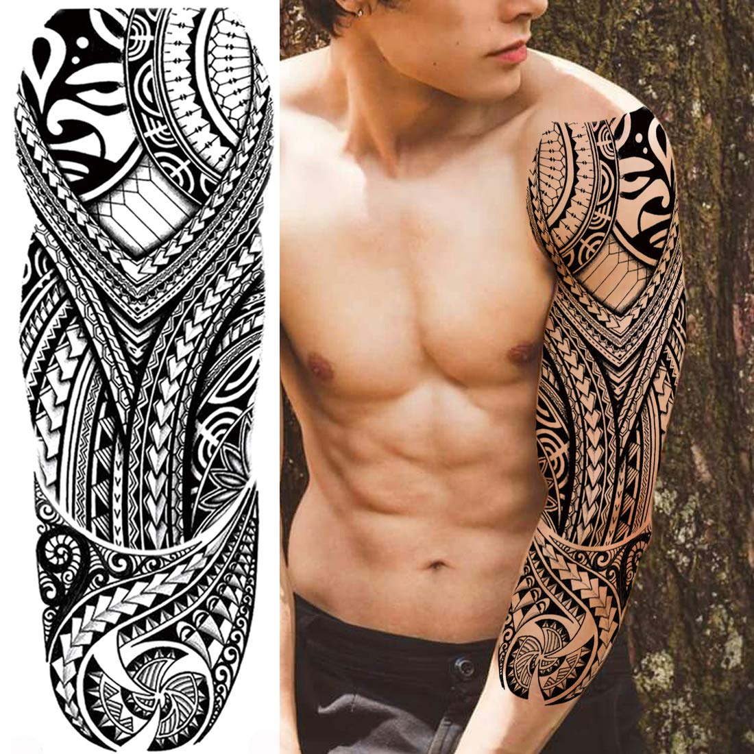 JOEHAPY NEZAR Maori Temporary Tattoo Sleeve – 11 Sheets, Waterproof, Long-Lasting