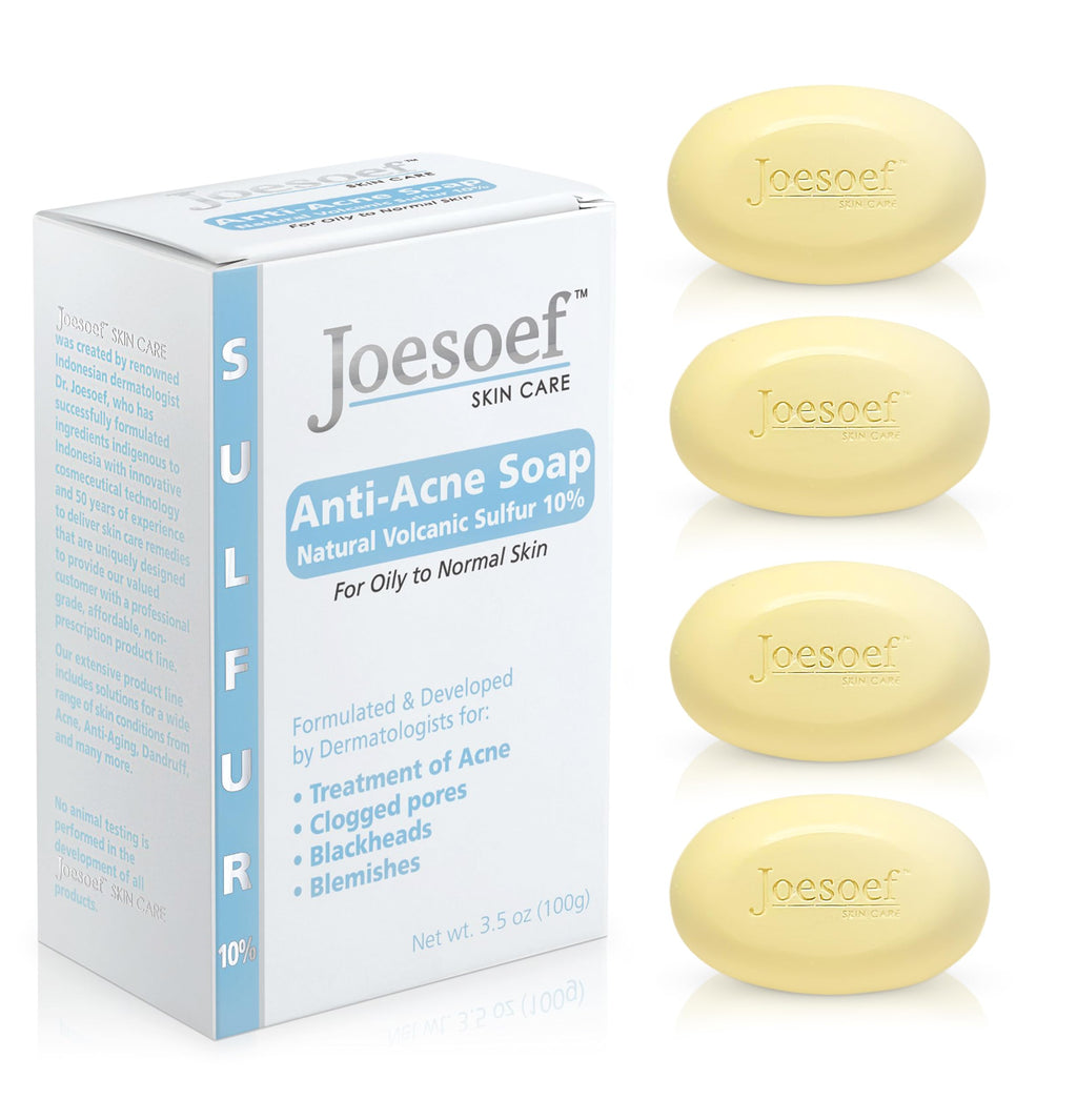 JOESOEF SKIN CARE Sulfur Soap Acne Facial Cleanser 4-Pack