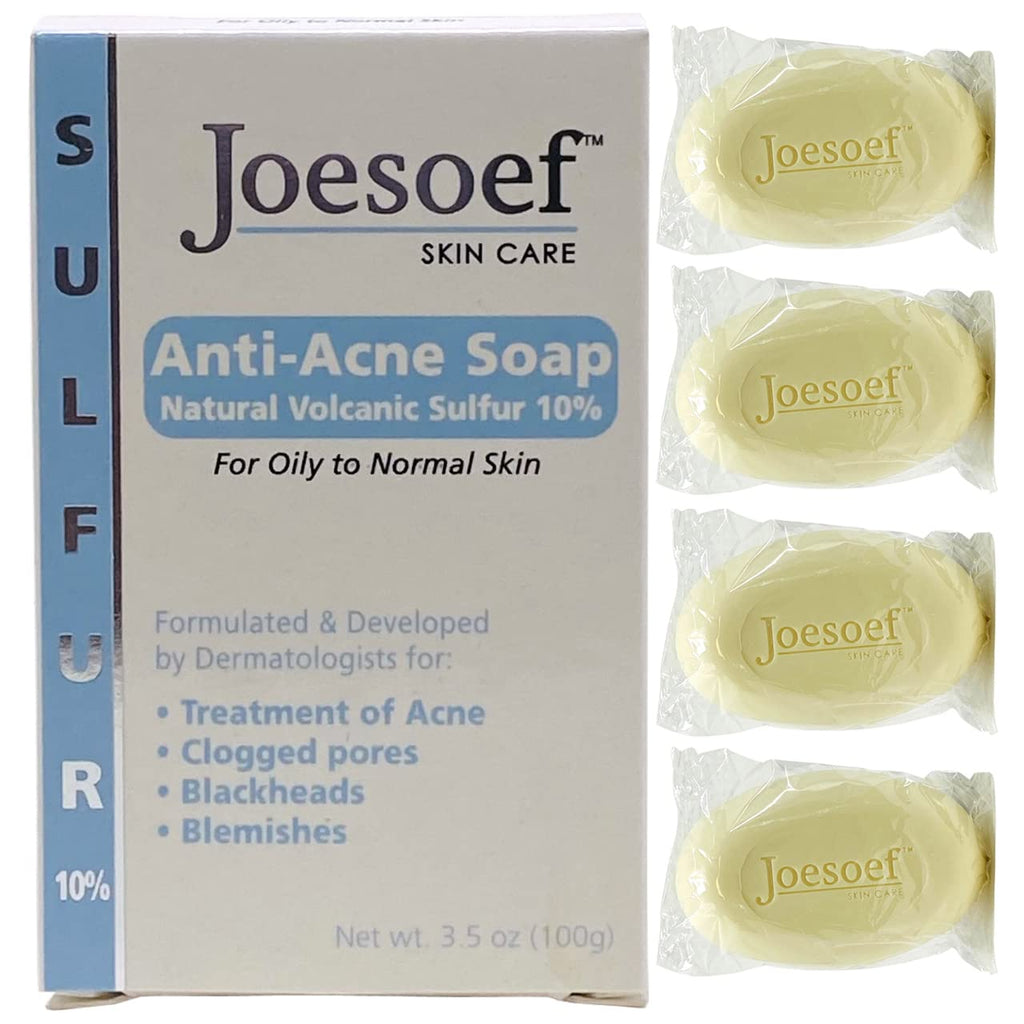 JOESOEF SKIN CARE Sulfur Soap Acne Facial Cleanser 4-Pack