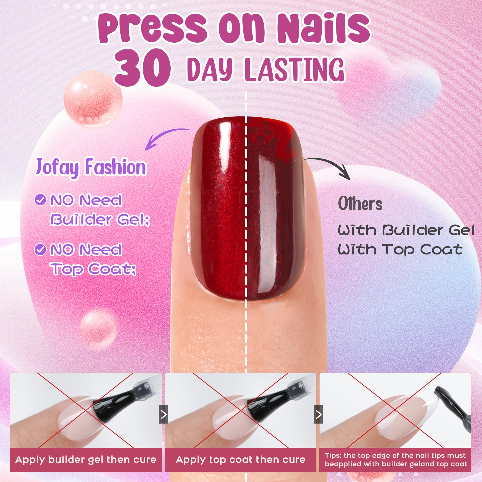 Jofay Fashion Cat Eye Press On Nails — Short Square Soft Gel Kit (160 pcs)