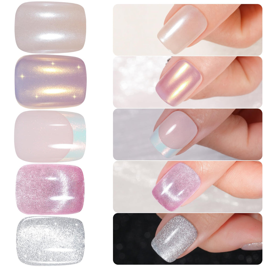 Jofay Fashion Press On Nails Short – 10 Styles, 240Pcs Cat Eye & French Tip