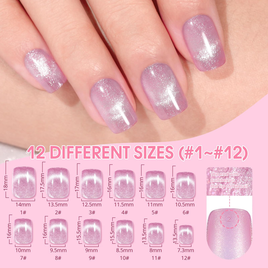 Jofay Fashion Press On Nails Short – 10 Styles, 240Pcs Cat Eye & French Tip