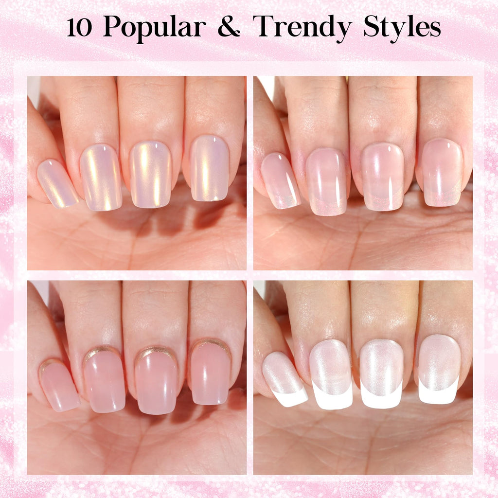 Jofay Fashion Press On Nails Short – 10 Styles, 240Pcs Cat Eye & French Tip