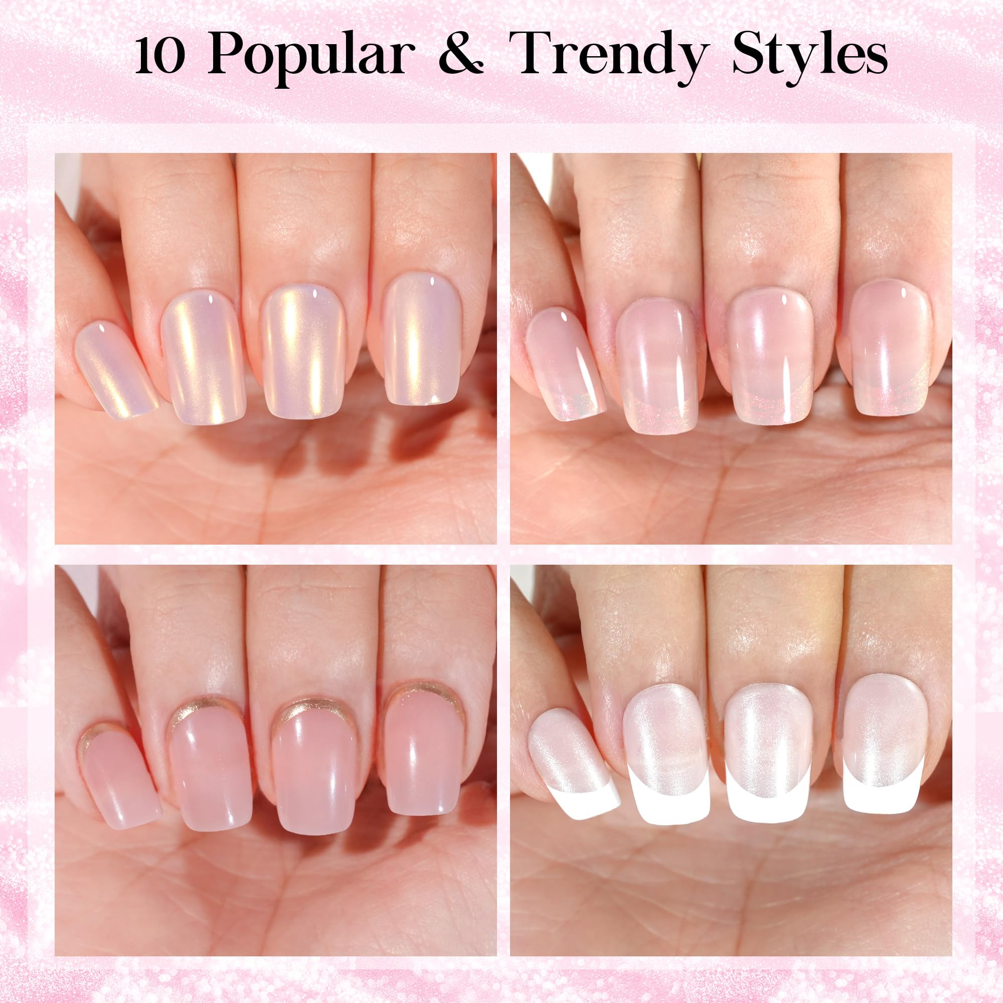 Jofay Fashion Press On Nails Short – 10 Styles, 240Pcs Cat Eye & French Tip