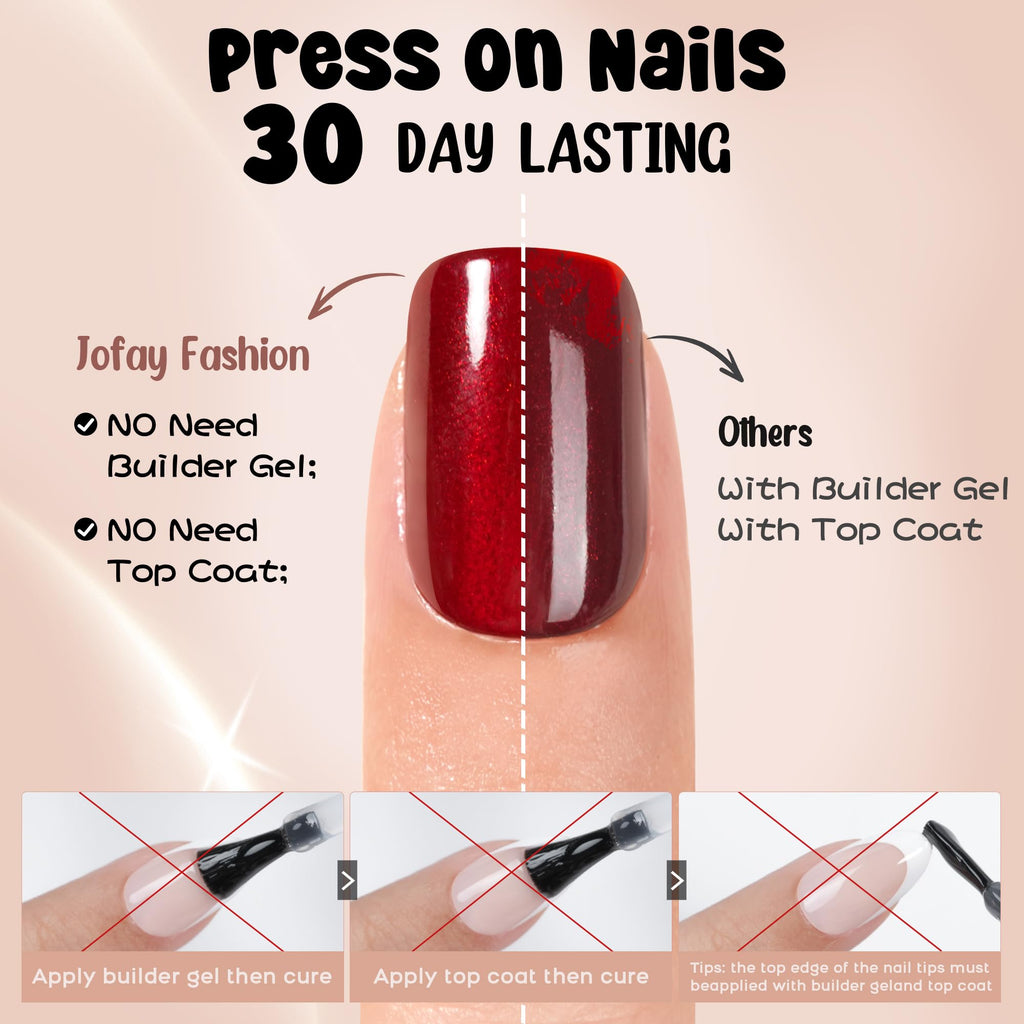Jofay Fashion Almond Press On Nails Cat Eye - Short Glue On Nails Kit, 160pcs, 16 Sizes