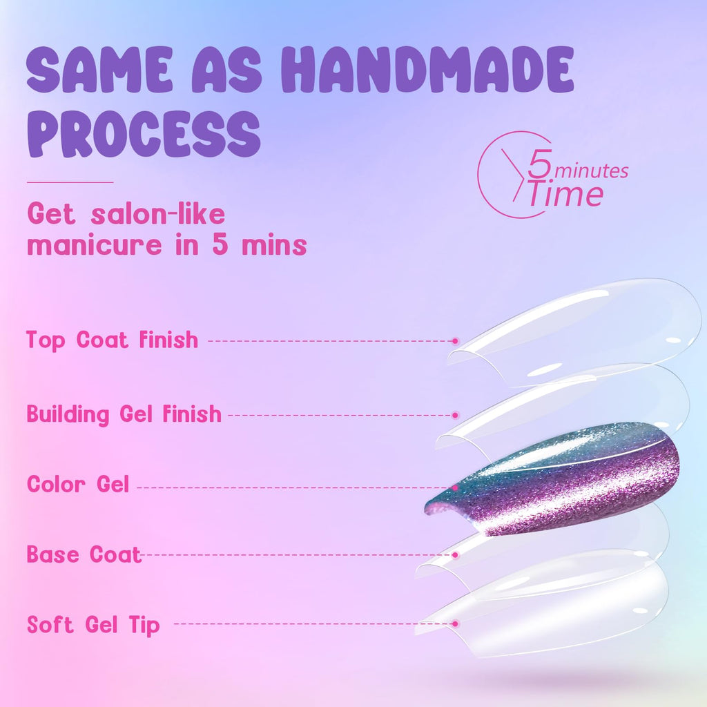 Jofay Fashion Cat Eye Press On Nails Short — 5 Styles, 160 PCS, Soft Gel Finish