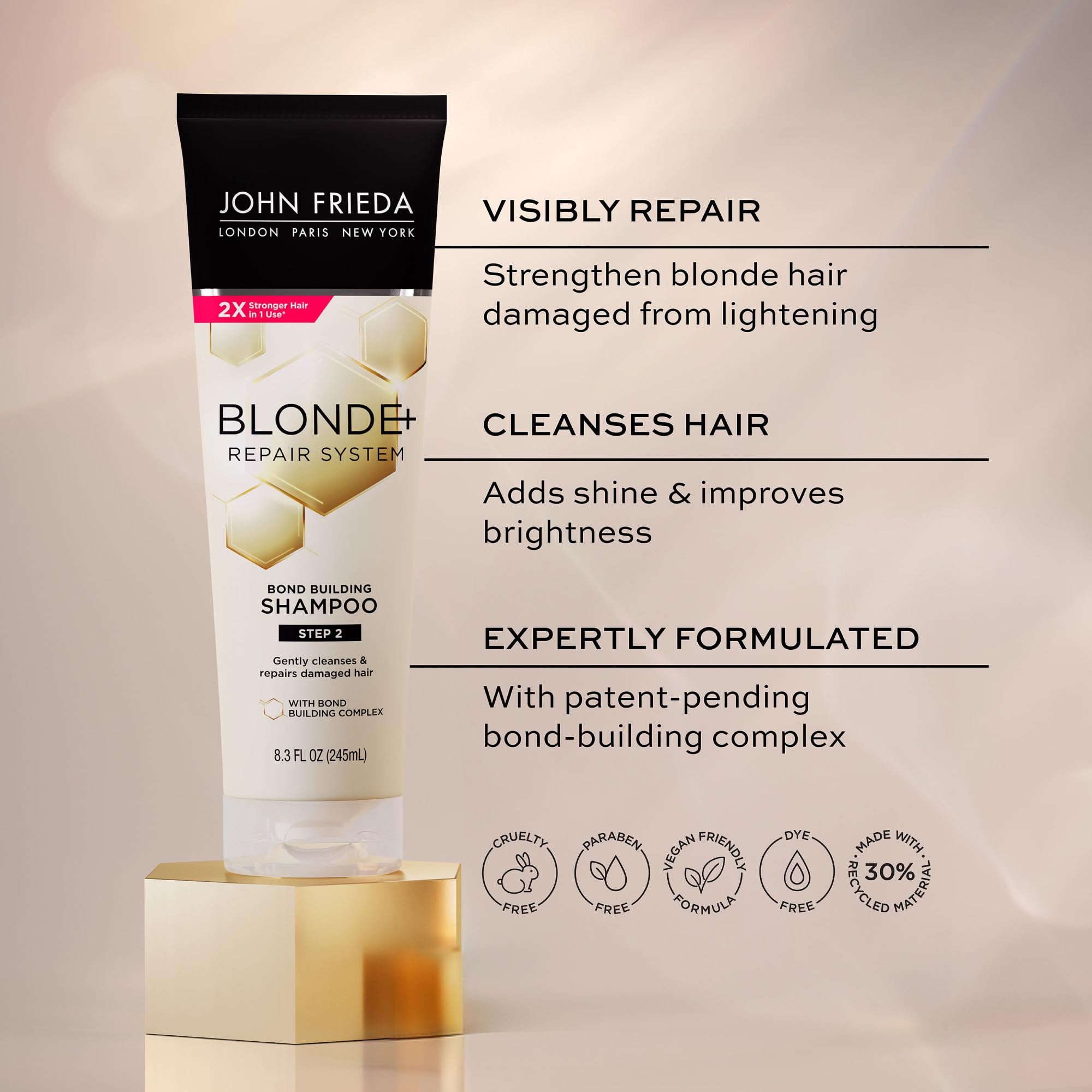 John Frieda Blonde+ Repair Bond-Building Shampoo – Damaged Blonde Hair