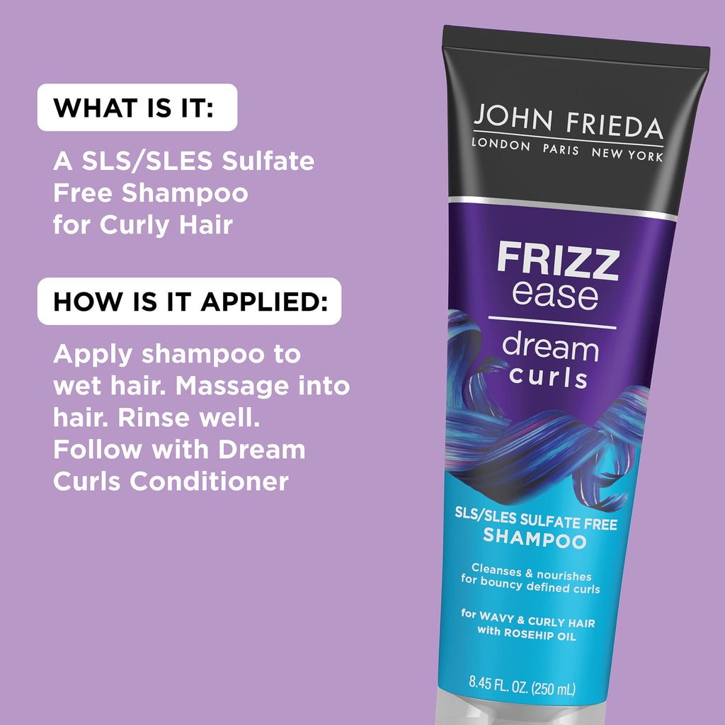 John Frieda Frizz Ease Dream Curls Shampoo – SLS/SLES Free for Curly Hair, 2 x 8.45 oz