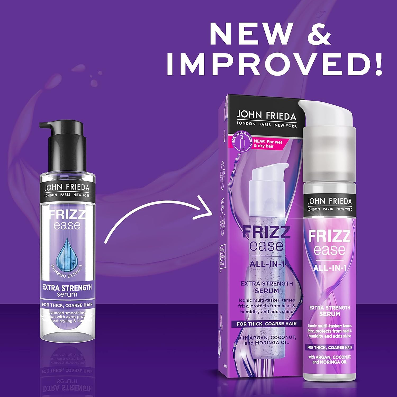 John Frieda Frizz-Ease Extra Strength 6-Effect Serum, 3 x 1.69 oz